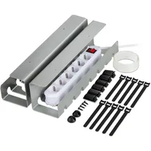 Relaxdays Kabelkanal Schreibtisch, 2er Set, Kabelmanagement, HBT: 10 x 43 x 10 cm, Zubehör zum Fixieren, Silber