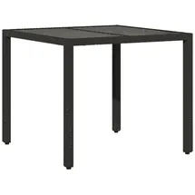 vidaXL Gartentisch mit Glasplatte Schwarz 90x90x75 cm Poly Rattan