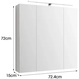 ML-Design Spiegelschrank Weiß, Holzwerkstoff, 15x72x72.4 cm, Badezimmer, Badezimmerspiegel, Spiegelschränke