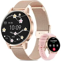 Miecgth I180 Smartwatch (3,2 cm, android ios), Elegante Damen Smartwatch mit Sprachassistent 120 Sportmodi goldfarben