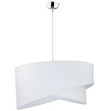 Licht-Erlebnisse Weiße Pendelleuchte rund Ø45cm Modern Design aus Stoff stilvoll SELMA Wohnzimmer Lampe Schlafzimmer