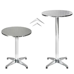 TECTAKE Aluminium Bistrotisch Ø60cm klappbar höhenverstellbar