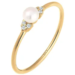 Elli DIAMONDS Verlobung Perle Diamant (0.03 ct.) 585 Gelbgold Ringe   Damen 