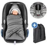 zamboo Einschlagdecke Deluxe für Babyschale (Maxi-Cosi, Cybex, Kiddy, Britax Römer) und Babywanne - Grau