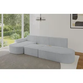 altdecor Eckcouch Cord 5-Sitzer Grau