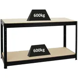 Proregal Werkbank Holz 90 x 160 x 60 cm schwarz höhenverstellbar