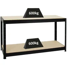 Proregal Werkbank Holz 90 x 160 x 60 cm schwarz höhenverstellbar