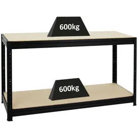 Proregal Werkbank Holz 90 x 160 x 60 cm schwarz höhenverstellbar