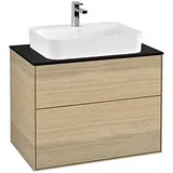 Villeroy & Boch Finion Waschtischunterschrank F34200PC 80x60,3cm, Abdeckplatte black matt, Oak Veneer