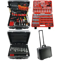 FAMEX 604-18 Profi Werkzeugkoffer bestückt in ABS-Schallenkoffer - Komplettset mit Trolley - High End Qualität