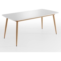 Inter-Furn Tisch, weiß Hochglanz, Eiche Riviera Honig, 180 x 75 x 90 cm