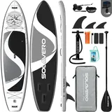 SOLAVERO Stand Up Paddling Board 350cm, SUP Board Set mit Kamerahalterung, Aufblasbares Stand Up Paddle für Erwachsene Anfängerfreundlich, Extra Groß Stand-up Paddling für 2 Personen/Familien, 210kg