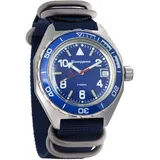 Vostok Komandirskie Automatik-Armbanduhr für Herren, selbstaufziehend, russische Militär-Armbanduhr, WR 200 m, # 650853, 650853: blau, Selbstaufziehend