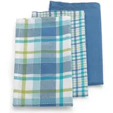 Kela 3er-Set Geschirrtuch PASADO 45 x 65 cm Baumwolle blau / kariert