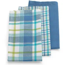 Kela 3er-Set Geschirrtuch PASADO 45 x 65 cm Baumwolle blau / kariert