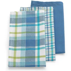 Kela 3er-Set Geschirrtuch PASADO 45 x 65 cm Baumwolle blau / kariert