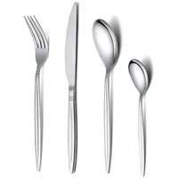 HOMQUEN 24-Teiliges Besteckset, Geschirrset, Edelstahlbesteck-Service Set, Hochglanzpoliert, Spülmaschinenfest (Set