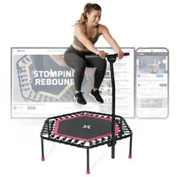 Sportplus Fitness Trampolin mit Haltestange höhenverstellbar, bis 100 kg rosa 126 CM