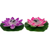 Yeehliny Lotusblüten-Licht, künstliche schwimmende Lotusblumen, Solar-Licht, Solar Lotusblüte, Pool-Licht, Schwimmender Künstlicher Lotus Laterne, Solarleuchte, Teich Dekoration (Lila+Pink)