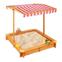 Relaxdays Sandkasten mit Dach braun/rot