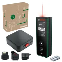 Bosch Laser-Entfernungsmesser Zamo der 4. Generation mit 3 Aufsätzen (einfaches und präzises Messen bis 25 m, Akkus über USB-C® aufladbar, mit Adapterschnittstelle, im E-Commerce Karton)