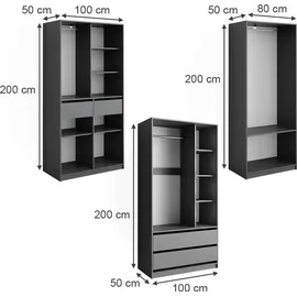 Vicco Kleiderschrank Elmo 100 x 200 x 50 cm Anthrazit
