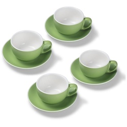 Terra Home Tasse Terra Home 4er Milchkaffeetassen-Set, Grün matt, Porzellan grün