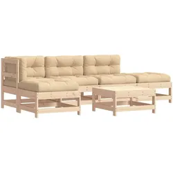 vidaXL 6-tlg. Garten-Lounge-Set mit Kissen Massivholz