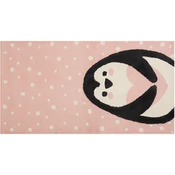 Kinderteppich Baumwolle rosa 80 x 150 cm Pinguin-Muster PENGKOL