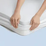 Caleffi Matratzenschoner für Doppelbett – 180 x 200 cm + Ecken 25 cm – Matratzenbezug für Doppelbett aus atmungsaktiver Baumwolle – Schutz und Komfort für Bett – gewachstes Bett Frottee mit