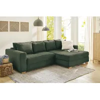 Ecksofa JOCKENHÖFER GRUPPE "Kampen L-Form" Sofas Gr. B/T: 288cm x 130cm, Cord, Ottomane beidseitig montierbar, grün Bettfunktion, Federkern, Bettkasten, Ottomane links oder rechts Bestseller