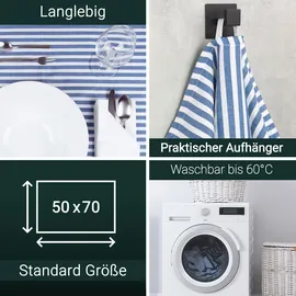 ZOLLNER Geschirrtuch Malmö 50 x 70 cm, 100% Baumwolle, weiß-blau, gestreift- 5 Stück