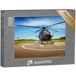 puzzleYOU Puzzle Hubschrauber auf dem Hubschrauberlandeplatz, 2000 Puzzleteile, puzzleYOU-Kollektionen Fahrzeuge