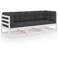 vidaXL Gartensofa Kiefer Massivholz weiß/anthrazit