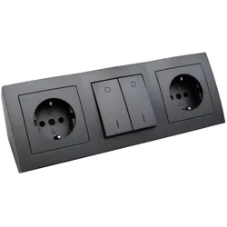 Steckdosenblock McPower ''Flair'' anthrazit, 2-fach Schutzkontakt + Schalter