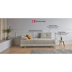 Stapelliege INNOVATION LIVING TM "Sigmund 579 Eiche-Beine", braun (hellbraun, hellbraun), B:80cm H:82cm L:200cm, Daybetten, Daybed mit zwei Federkernmatratzen, Fußteil schwarz
