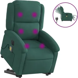 vidaXL Massagesessel mit Aufstehhilfe Elektrisch 144,5 x 82 x 0 cm Dunkelgrün Samt