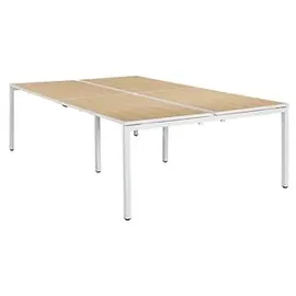 Paperflow easyDesk Doppelschreibtisch buche rechteckig, 4-Fuß-Gestell weiß 280,0 x 166,0 cm