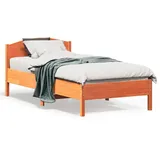 MOBCANT Massivholzbett ohne Matratze, Bettstütze Betten Seniorenbett Polsterbett Geeignet für Schlafzimmer Gästezimmer Schulen Wohnungen Wachsbraun 90x190 cm Kiefernholz