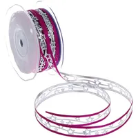 Deko AS GmbH Weihnachtsband mit Sternchen - Fuchsia/Silber - 15mm - 20m - 90159 39 (1,33€/m)
