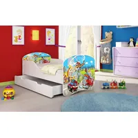 Luxusbetten24 Kinderbett Luna mit Stauraum und verschiedenen Motiven 140x70 Firealarm