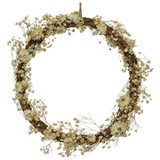 MARELIDA Dekokranz aus Trockenblumen - Wandkranz - Türkranz - D: 28cm - für Innen - creme