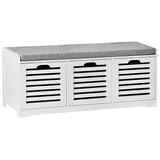 SoBuy Schuhbank 105 x 43 x 35 cm mit 3 Schubladen weiß / weiß