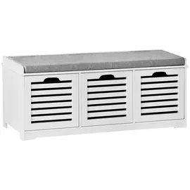 SoBuy Schuhbank 105 x 43 x 35 cm mit 3 Schubladen weiß / weiß