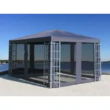 Metall Pavillon 3x4m Silver mit 4 Seitenteilen mit Moskitonetz Garten Partyzelt