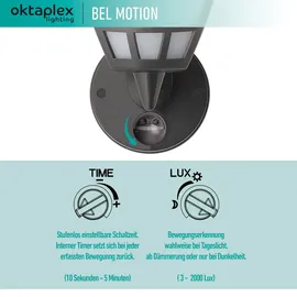 Oktaplex lighting Oktaplex Außenlampe mit Sensor Bel E27 Leuchtmittel Außenleuchte 230V IP54 Anthrazit