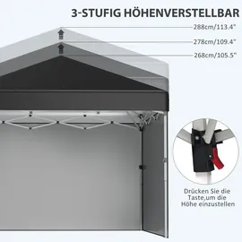 Outsunny Faltpavillon 3 x 3 m inkl. 2 Seitenteile Schwarz