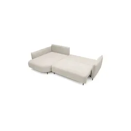 Selsey Eckcouch Samt mit Schlaffunktion 2-Sitzer Beige