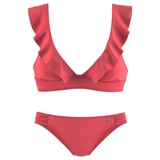 JETTE Triangel-Bikini, mit Volant, rot