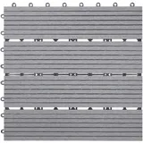 Mendler WPC Bodenfliese Rhone, Holzoptik Balkon/Terrasse, 11x je 30x30cm = 1qm ~ Basis, grau linear